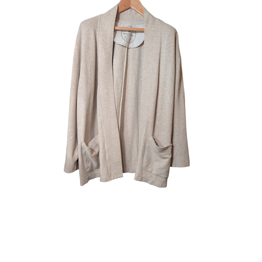 Tommy Bahama Womens XL Open Front Cardigan Sweater Beige Oatmeal SW222050